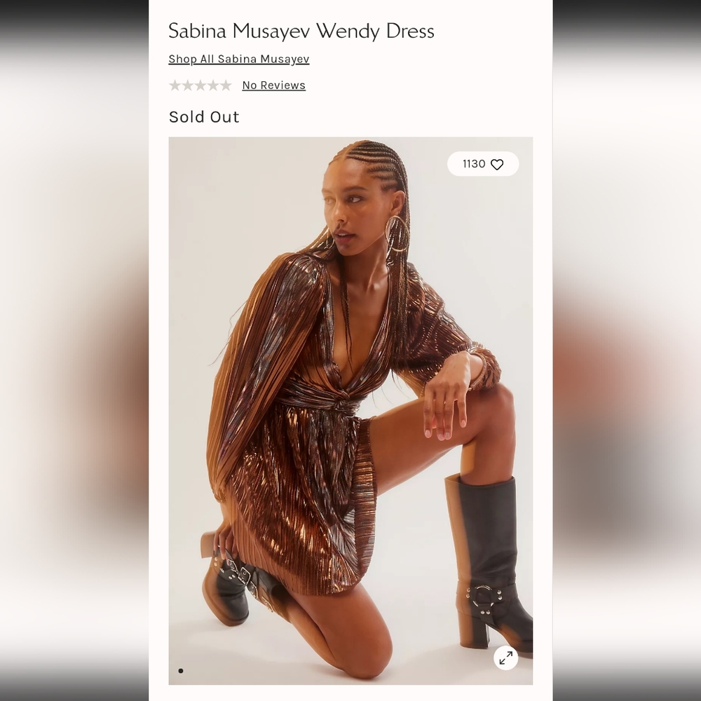 Free People Sabrina Musayev Wendy Metallic Pleated Dress